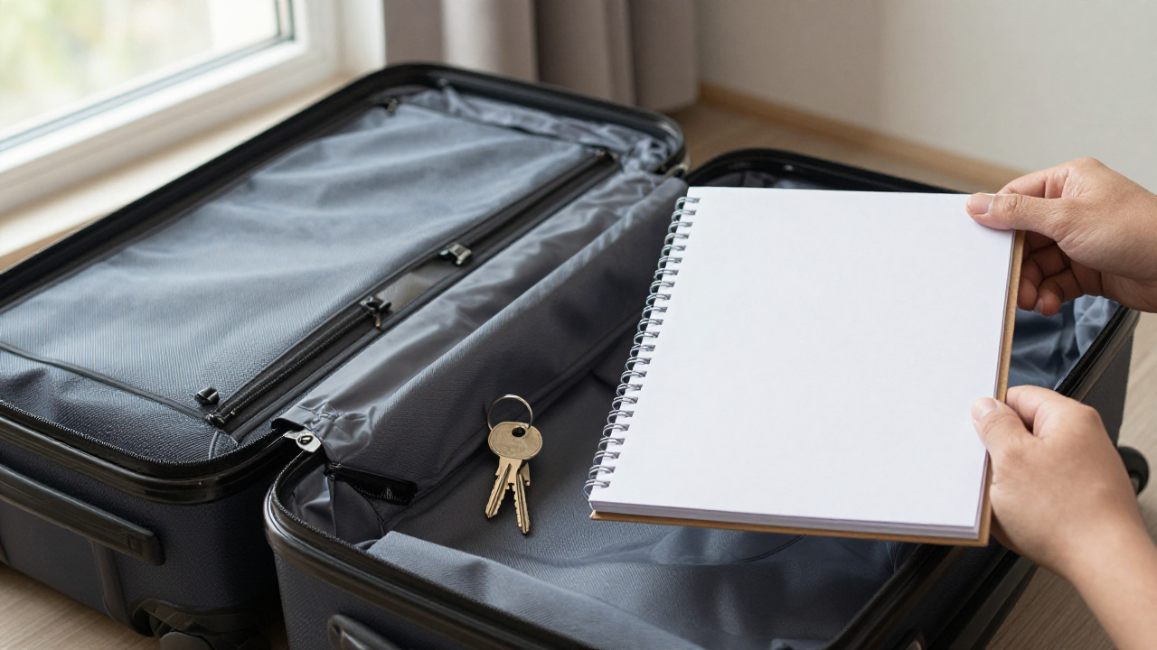 dream about missing a flight scene with packed suitcase, house keys, blank itinerary folder